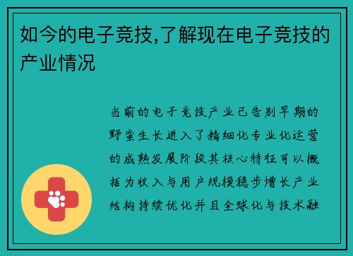 如今的电子竞技,了解现在电子竞技的产业情况
